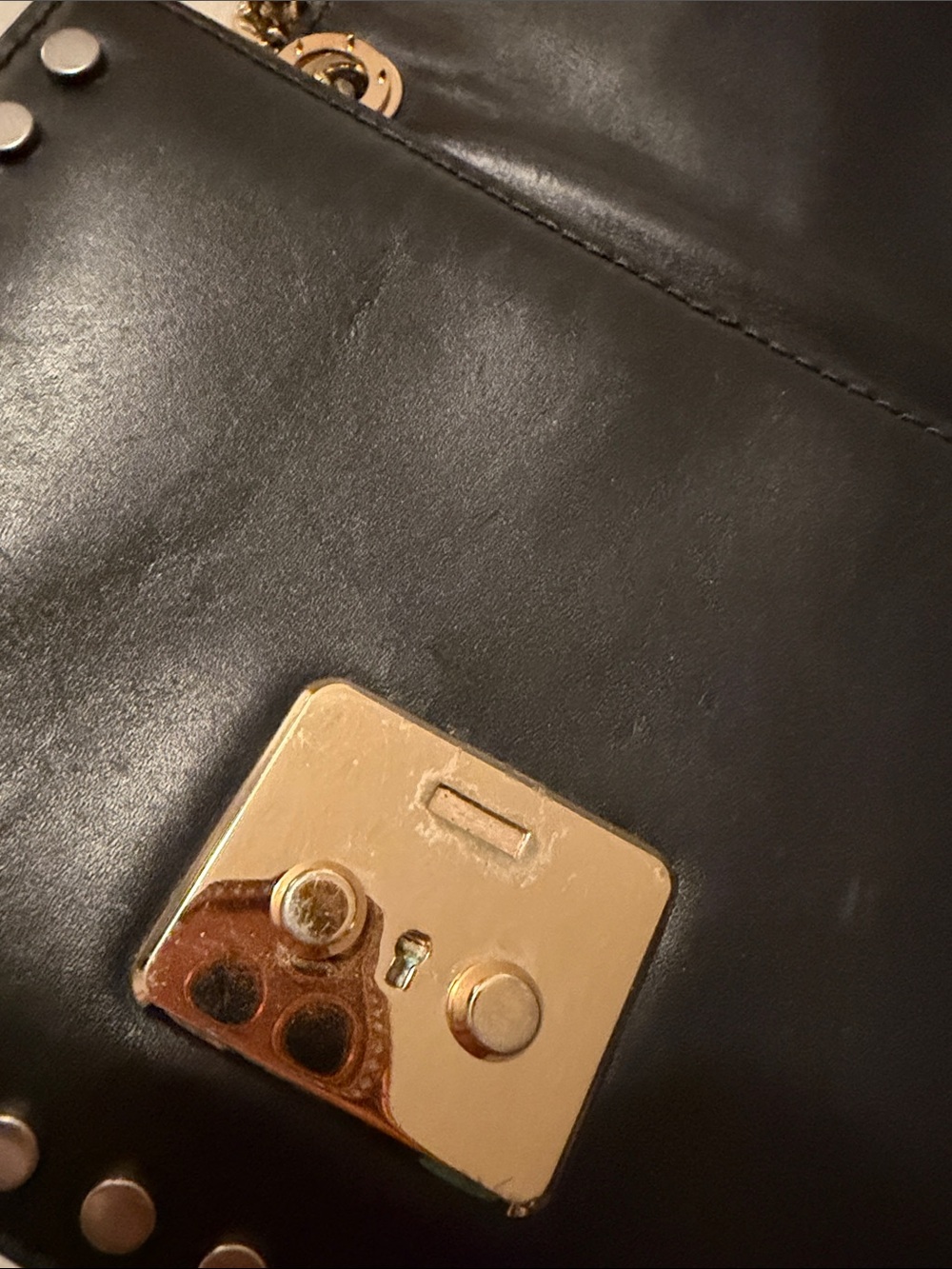 Michael Kors Black Leather Crossbody with Gold and Silver Studs - Picture 4 of 5